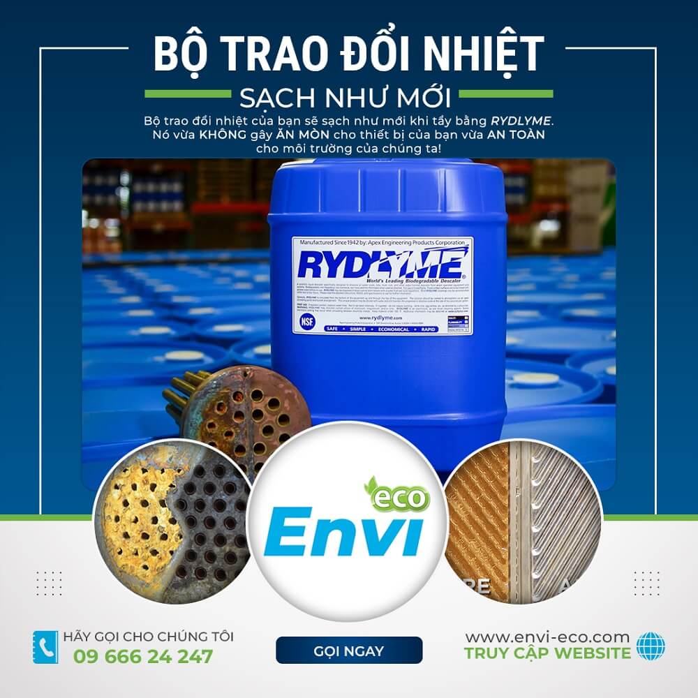 Rydlyme tẩy bộ trao đổi nhiệt sạch như mới