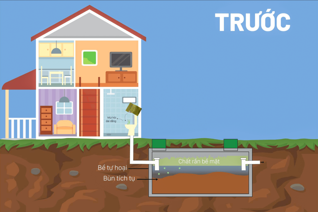 trước khi xử lý bằng vi sinh envibios septic